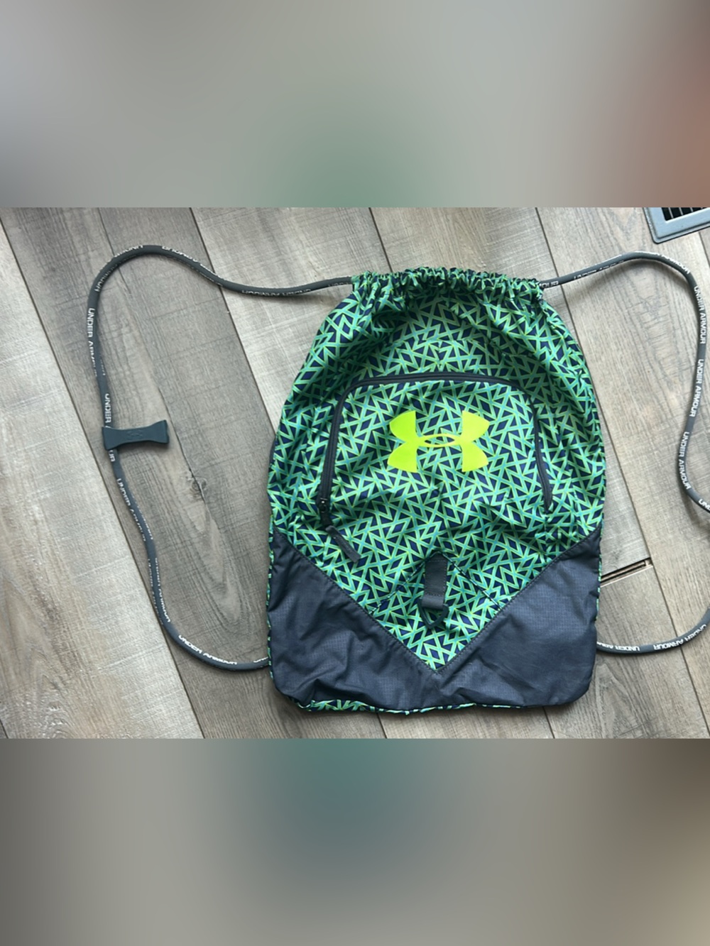 Under Armour Neon Yellow & Green Geometric Drawstring Pack